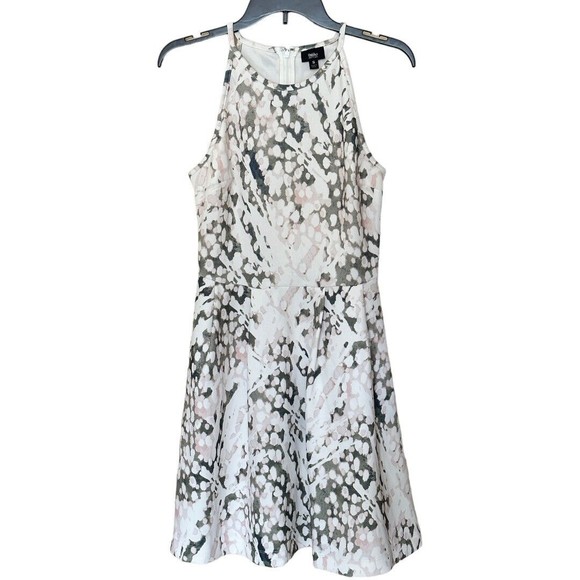 Mossimo sleeveless Green And Pink watercolor pattern skater dress sz small - Picture 1 of 7